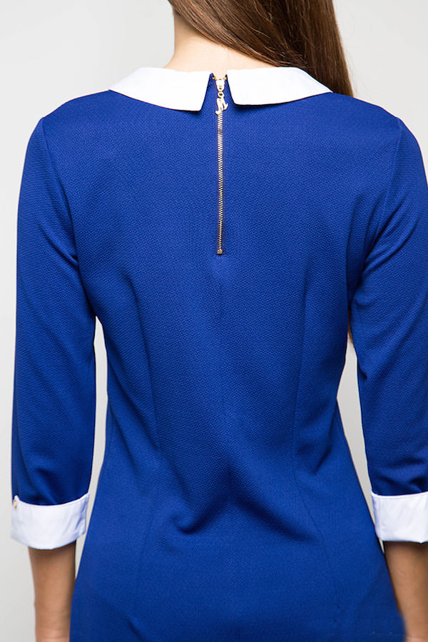 Фото товара 7302, синее платье с белым воротником